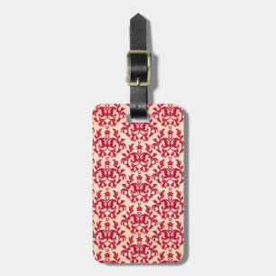 Named damask red & cream id luggage tag