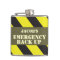 Named emergency back up chevron mens hip flask