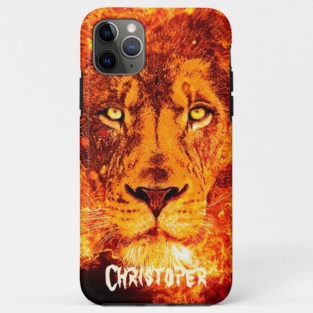Named Flaming Lion Face Case-Mate iPhone Case (Back)