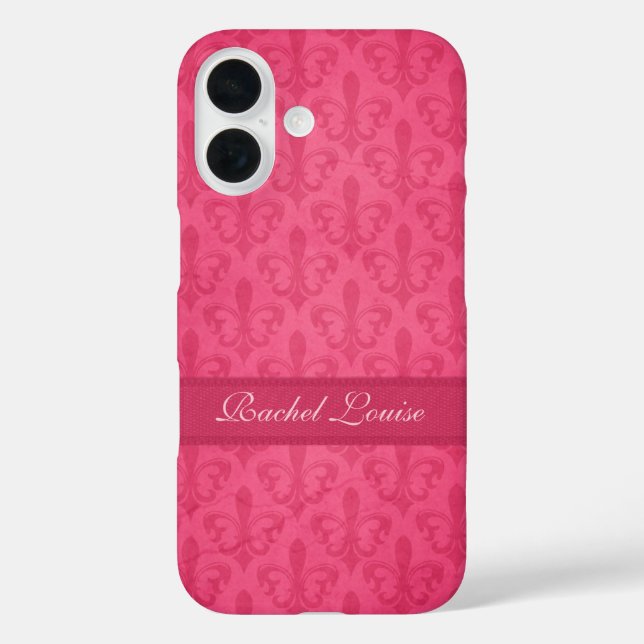 Named Fleur de Lis damask pink iphone 5 case (Back)