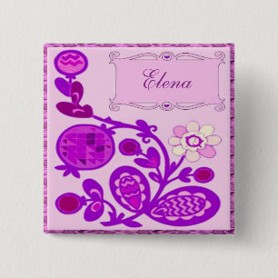 Named Flowers Deco 15 Cm Square Badge