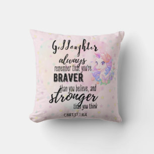 Named GODDAUGHTER Motivational Quote Unicorn Pink Cushion