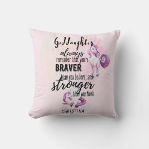 Named GODDAUGHTER Motivational Quote Unicorn Pink  Cushion