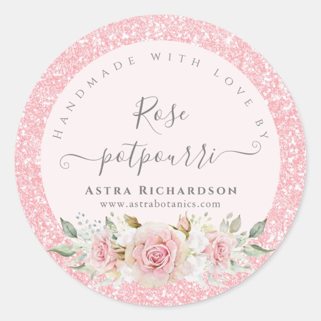 Named Handmade with Love Round Product Label (Front)