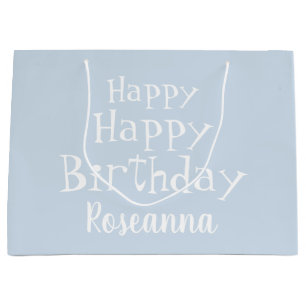 Named Happy Birthday Pastel Blue Large Gift Bag