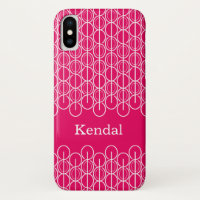 Named linked ovals & lines red white iphone case
