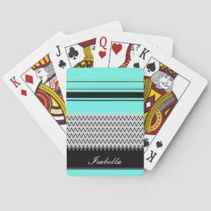 Named Mint Stripes and Chevron Playing Cards