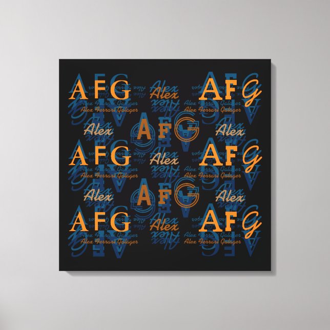named . monogram . typography pattern of names canvas print (Front)