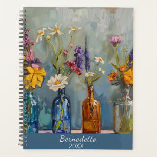 Named Multicolored Florals in Glass Bottles Planner