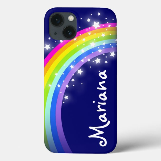 Named rainbow on navy ipad case (Back)