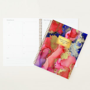 Named Red Purple Gold Abstract Planner