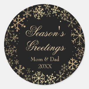 Named Season's Greetings Classic Round Sticker