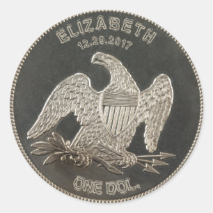 Named Silver 1865 Dollar Classic Round Sticker