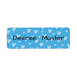 Namensaufkleber eckig - Herzchen blau