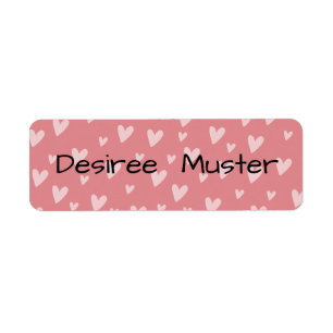 Namensaufkleber eckig - Herzchen rot