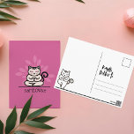 NaMEOWste Cute Cat In a Yoga Meditating Pose Pink Postcard<br><div class="desc">Cute and fun cat yoga theme postcard to send to friends or family. Our design features our hand-drawn yoga cat in a siddhasana yoga pose, closing its eyes and meditating. The colours of the background and cat logo/ illustration can be changed by clicking on further customise. The reverse side features...</div>