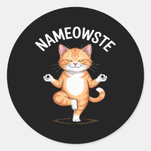 Nameowste Funny Yoga Cat Meditating Classic Round Sticker