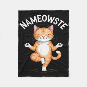 Nameowste Funny Yoga Cat Meditating Fleece Blanket