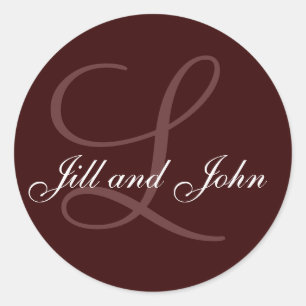 Names and Initial Monogram Sticker Brown