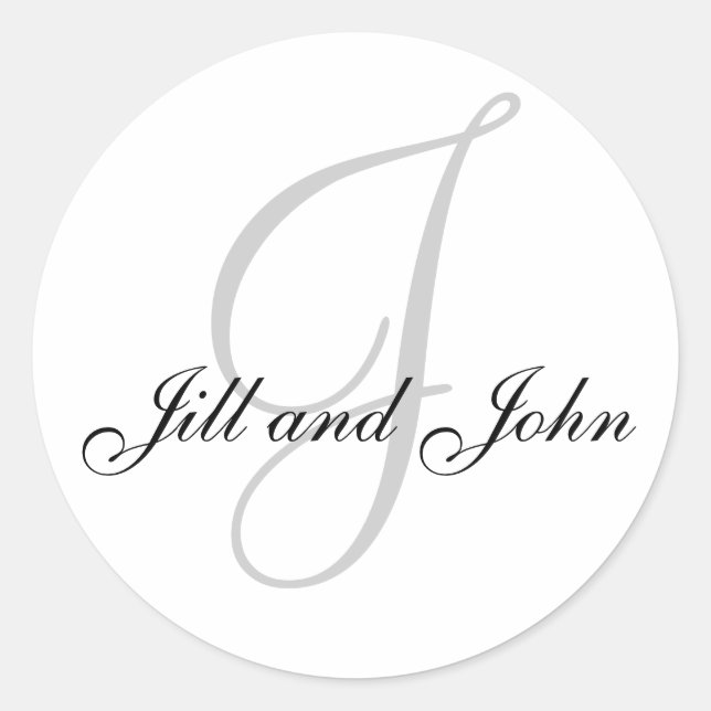 Names and Initial Monogram Sticker White and Black (Front)