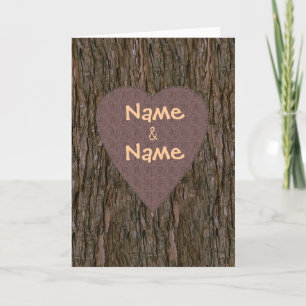 Names Carved In Tree Card - Brown