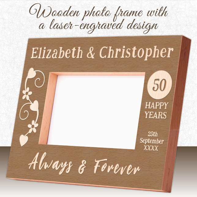 Names date 50 happy years golden anniversary etched frames (Creator Uploaded)