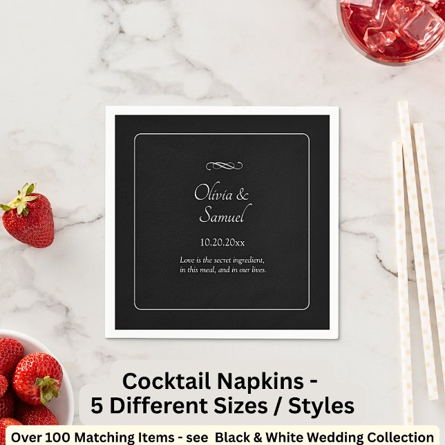 Names Date Message Black White Infinity Cocktail Napkin (Creator Uploaded)