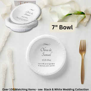 Names Date Message Black White Infinity Scroll, 7" Paper Plate