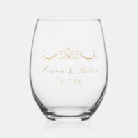 Names Date Modern Elegant Gold Script Wedding Gift