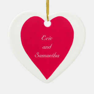 Names & Date Red Heart  Ornament
