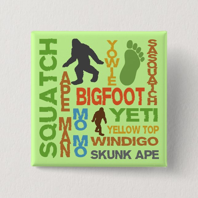 Names For Bigfoot 15 Cm Square Badge (Front)