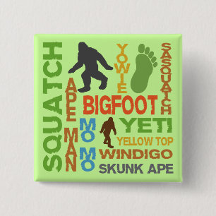 Names For Bigfoot 15 Cm Square Badge