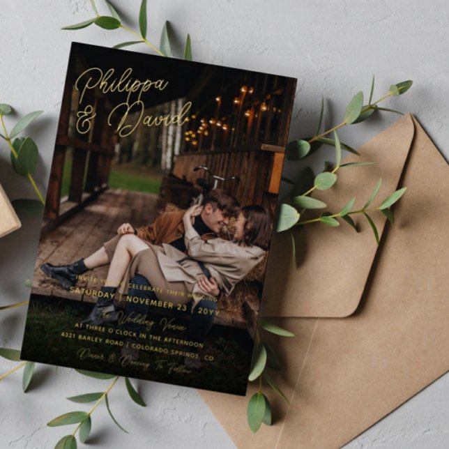 Names In Gold Foil Script Photo Wedding (Creator Uploaded)