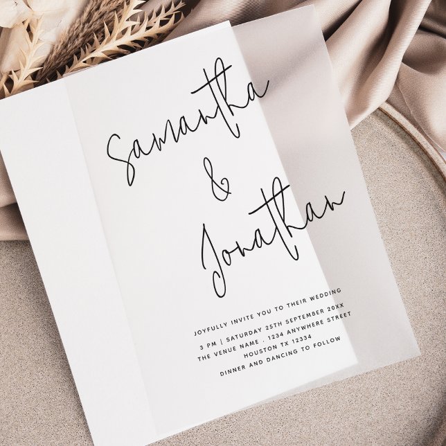Names in Informal Script Wedding Overlay Vellum Invitations (Creator Uploaded)