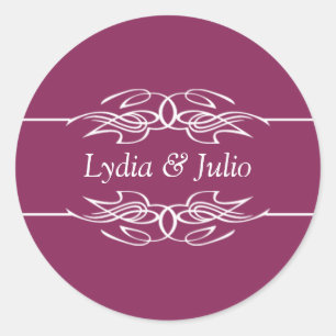 Names Invitation Dark Raspberry Classic Round Sticker