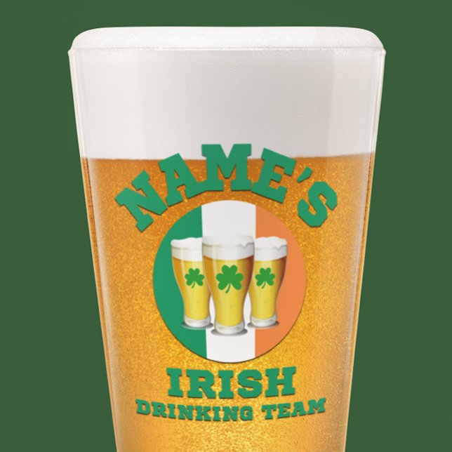 Name's Irish Drinking Team 3 Pint Glass (Custom Irish pint glass for St. Pat's! 🍻 Personalize now!)
