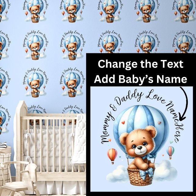 Names Love Baby Name - Cute Teddy Bear on Blue Wallpaper (Creator Uploaded)