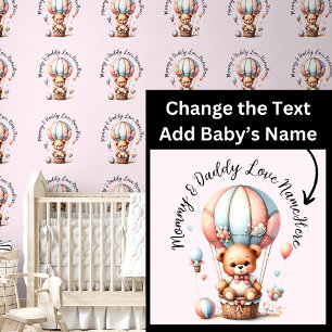 Names Love Baby Name - Cute Teddy Bear on Pink Wallpaper
