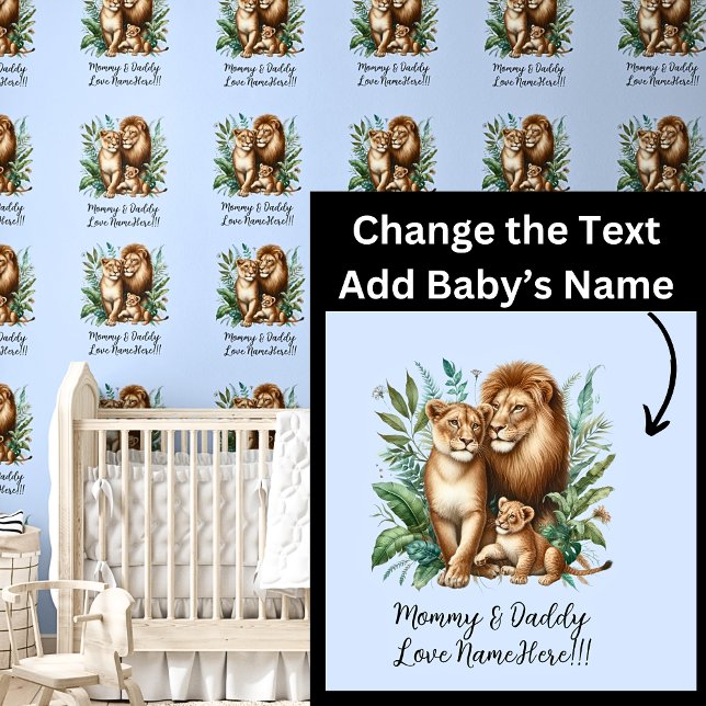 Names Love Baby Name - Lions & Lion Cub on Blue Wallpaper (Creator Uploaded)