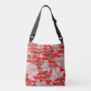 Names of Christ Calligraphy Red Crossbody Bag