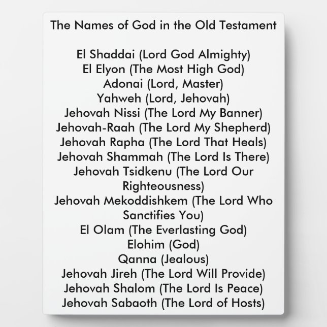 Names of God 8 x 10 Tabletop Photo Plaque (Front)