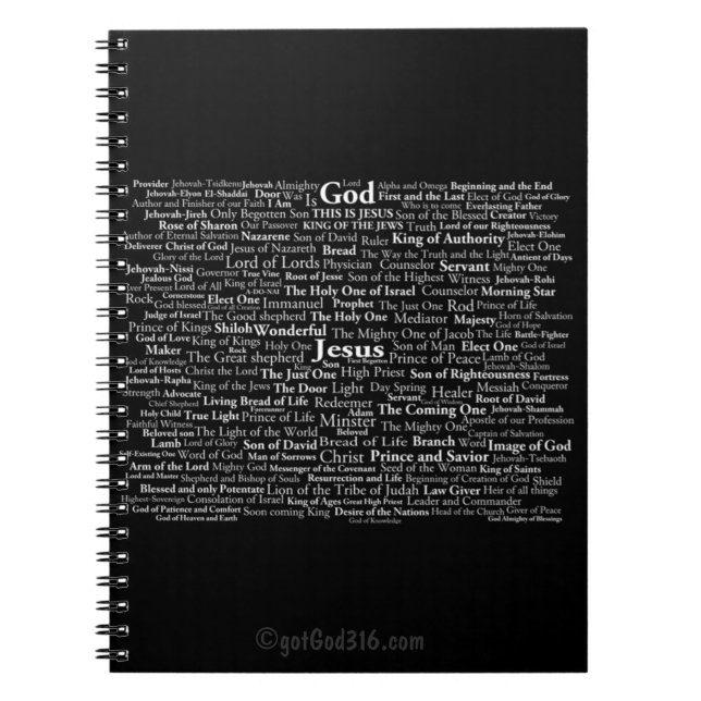 Names of God and Jesus gotGod316.com Spiral Notebook (Front)