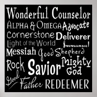 Names of God from the Bible in Black and White