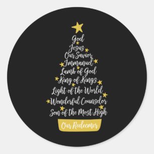 Names Of Jesus Christian Faith Christmas Tree Chri Classic Round Sticker
