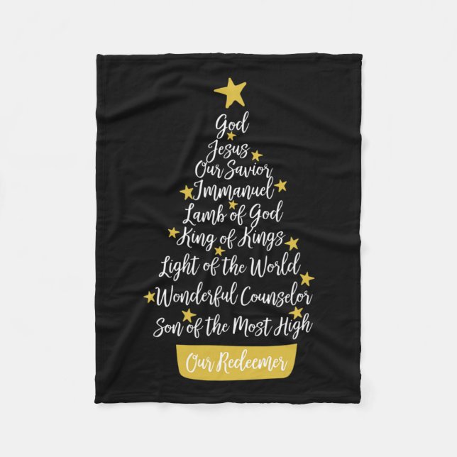 Names Of Jesus Christian Faith Christmas Tree Chri Fleece Blanket (Front)