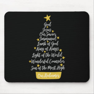 Names Of Jesus Christian Faith Christmas Tree Chri Mouse Pad