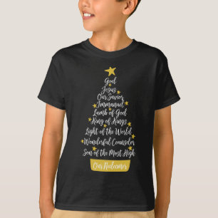 Names Of Jesus Christian Faith Christmas Tree Chri T-Shirt