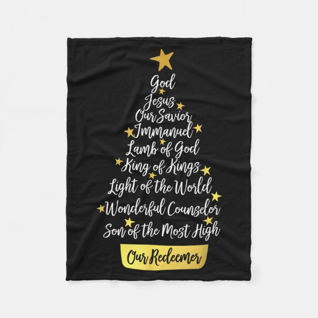 Names Of Jesus Christian Faith Christmas Tree  Fleece Blanket (Front)