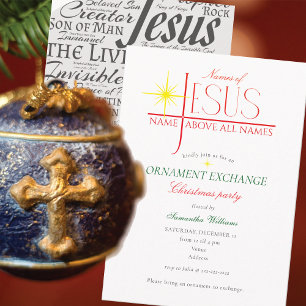 Names of Jesus Christmas Ornament Exchange Party Invitation