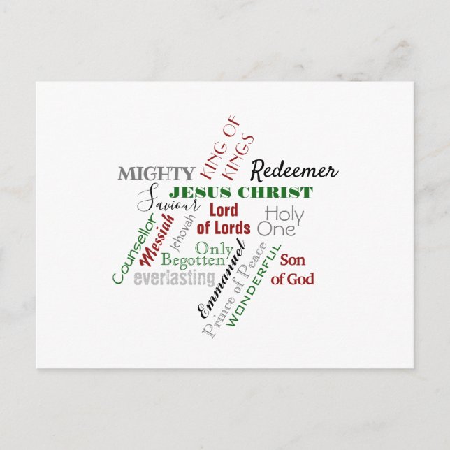Names of Jesus Christmas Postcard (Front)